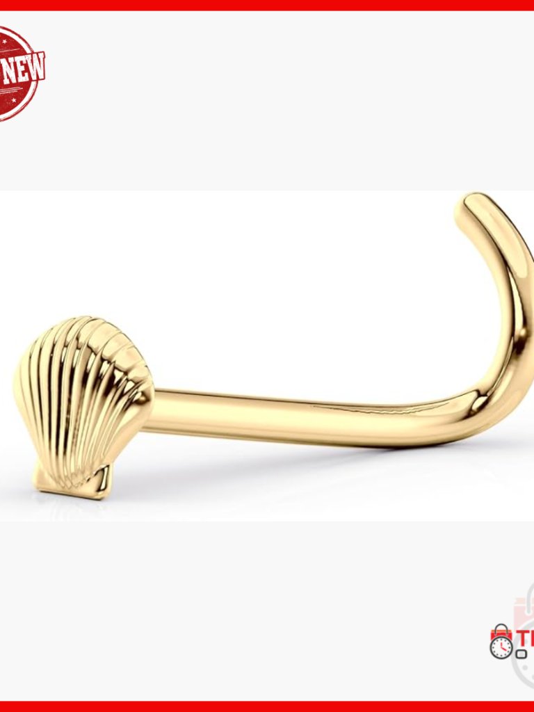 14k Yellow Gold 16g Curved Screw Nose Stud 95mm Hypoallergenic Piercing